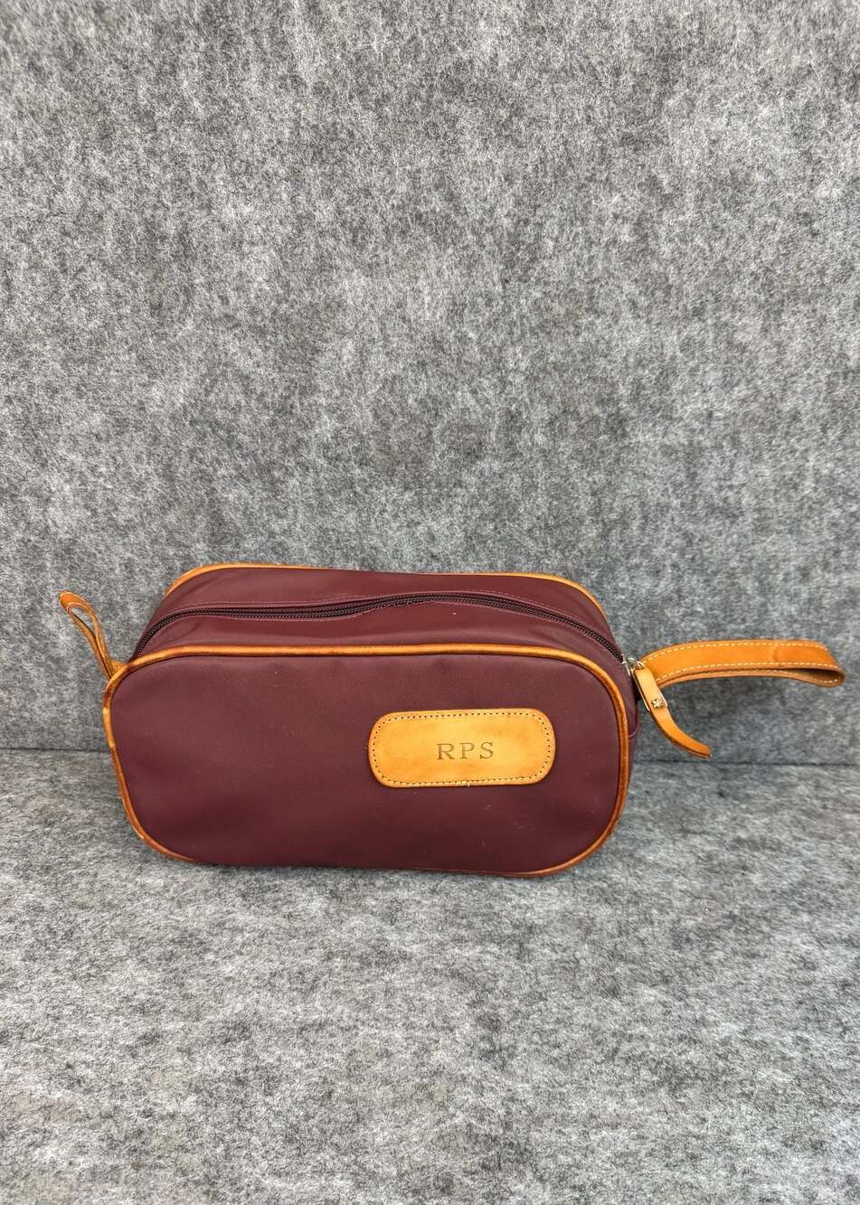 Jon Hart Design Shave Kit Dopp Kit Burgundy Canvas Leather Monogram RPS